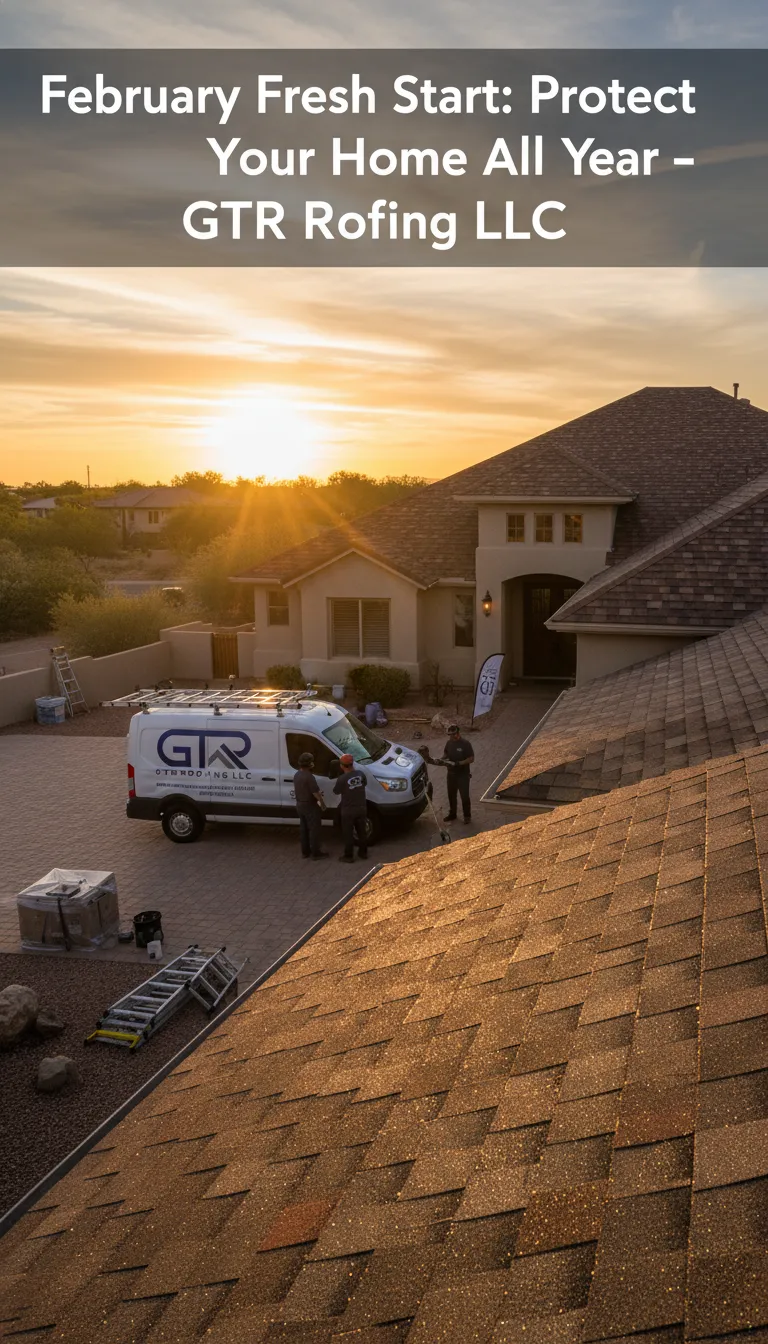 GTR Roofing crew and truck at Arizona residential job site