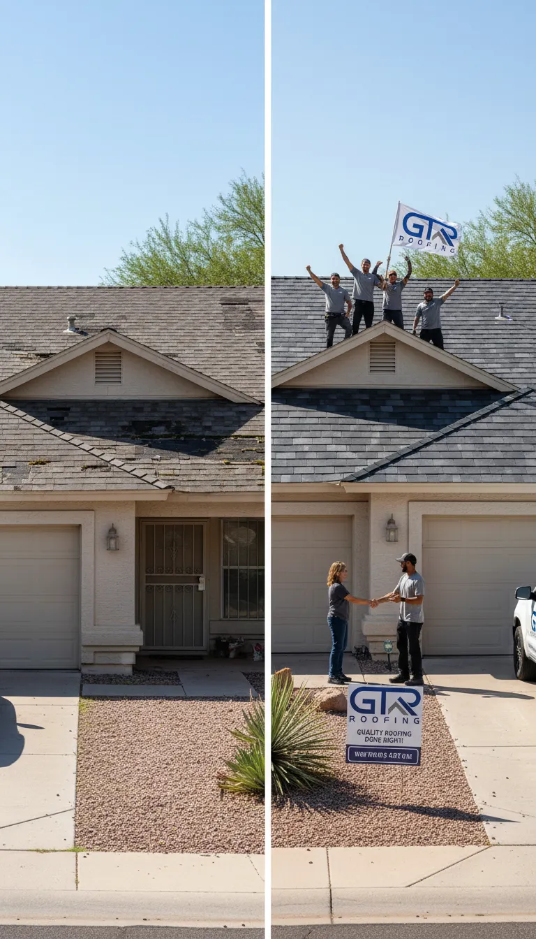 GTR Roofing team completing roof work in Mesa Arizona