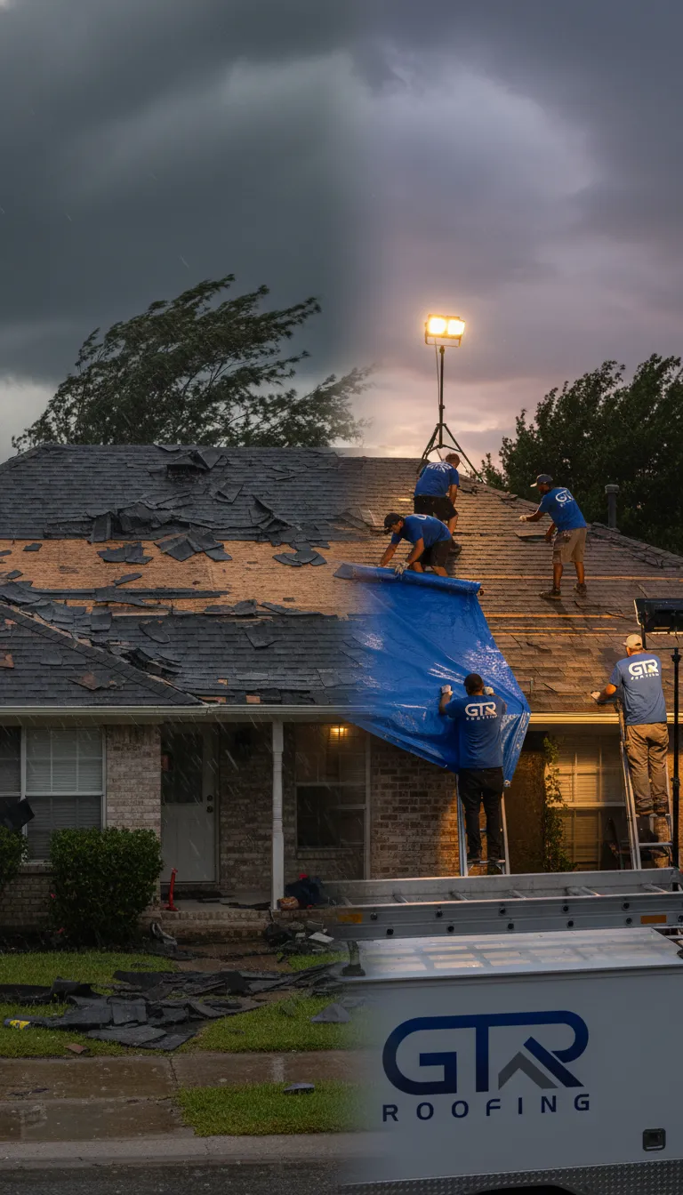 GTR Roofing emergency tarping crew protecting Arizona home from storm damage